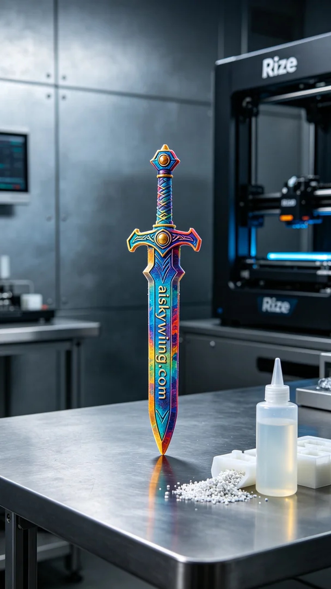 1068-Full-color 3D printed sword model - Aiskywing Industrial 3D Printing Showcase 内容图2 Zhongshan Skywing 3D Technology Co.,LTD | 中山市天翼三维科技有限公司 1068-Full-color 3D printed sword model - Aiskywing Industrial 3D Printing Showcase 全彩3DP-彩色模型 (FC-3DP) 图2张