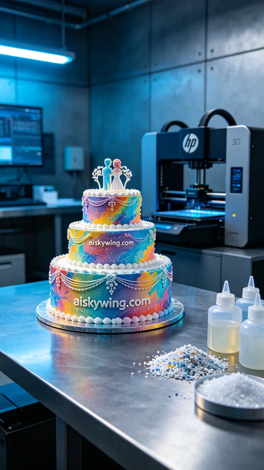 1067-Full-color 3D printed wedding cake model - Aiskywing Industrial 3D Printing Showcase 内容图3 Zhongshan Skywing 3D Technology Co.,LTD | 中山市天翼三维科技有限公司 1067-Full-color 3D printed wedding cake model - Aiskywing Industrial 3D Printing Showcase 全彩3DP-彩色模型 (FC-3DP) 图3张