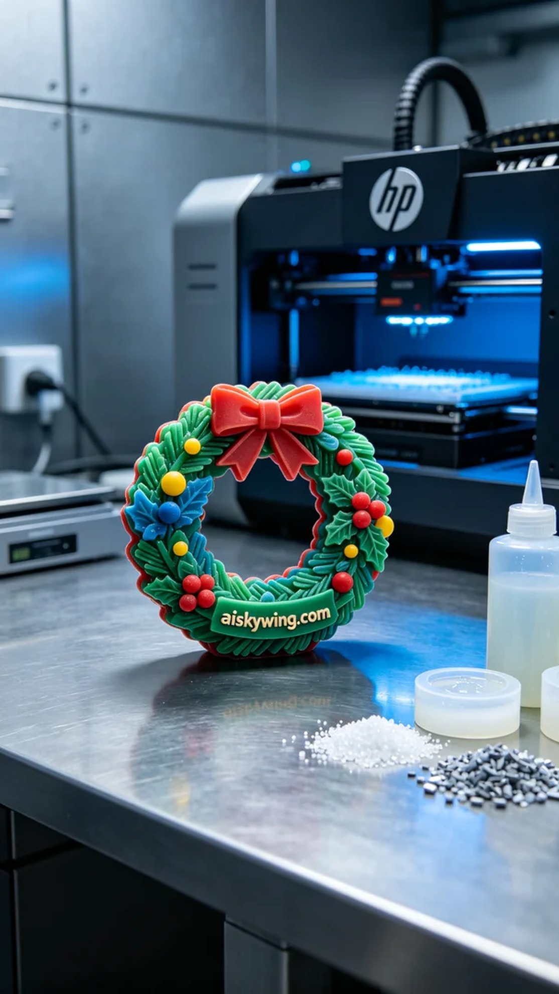0765-Full-color 3D printed Christmas wreath model - Aiskywing Industrial 3D Printing Showcase