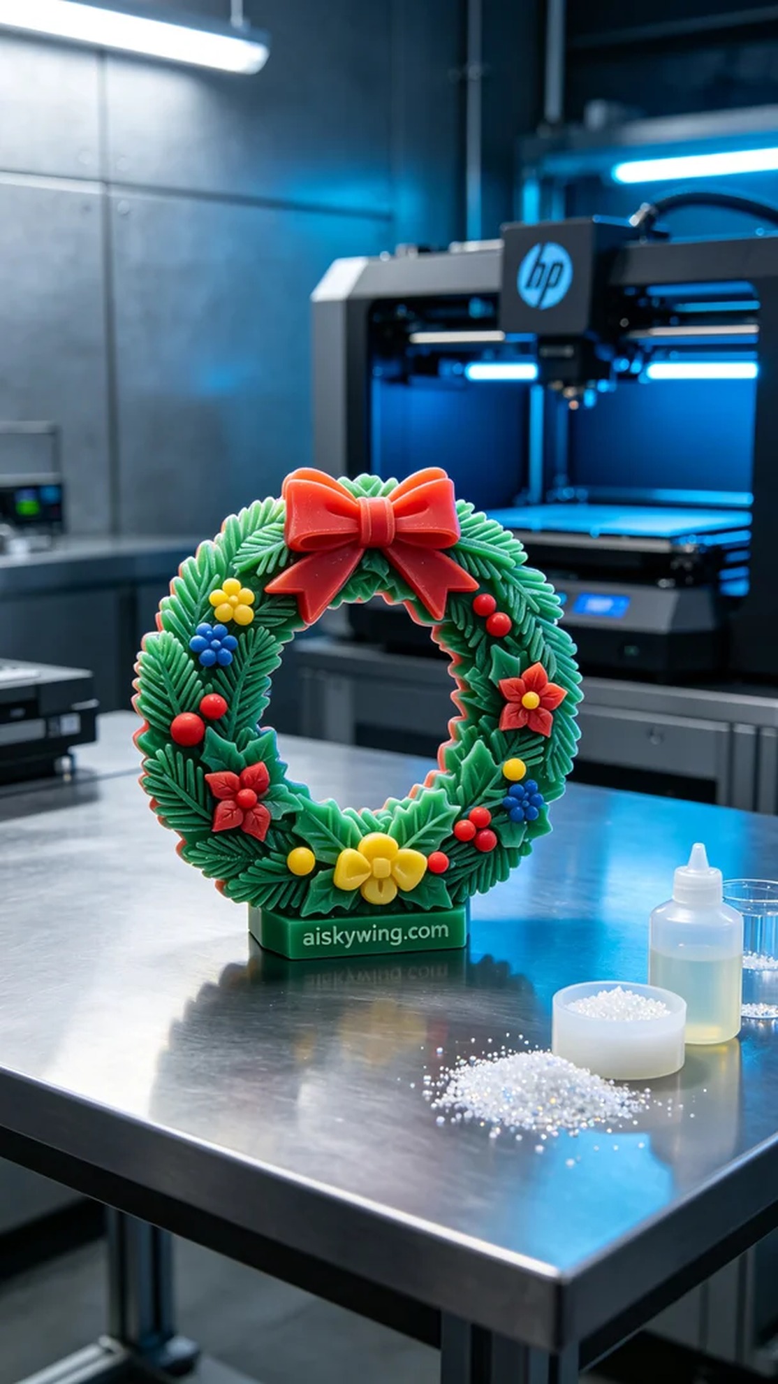 0765-Full-color 3D printed Christmas wreath model - Aiskywing Industrial 3D Printing Showcase 内容图2 Zhongshan Skywing 3D Technology Co.,LTD | 中山市天翼三维科技有限公司 0765-Full-color 3D printed Christmas wreath model - Aiskywing Industrial 3D Printing Showcase 全彩3DP-彩色模型 (FC-3DP) 图2张