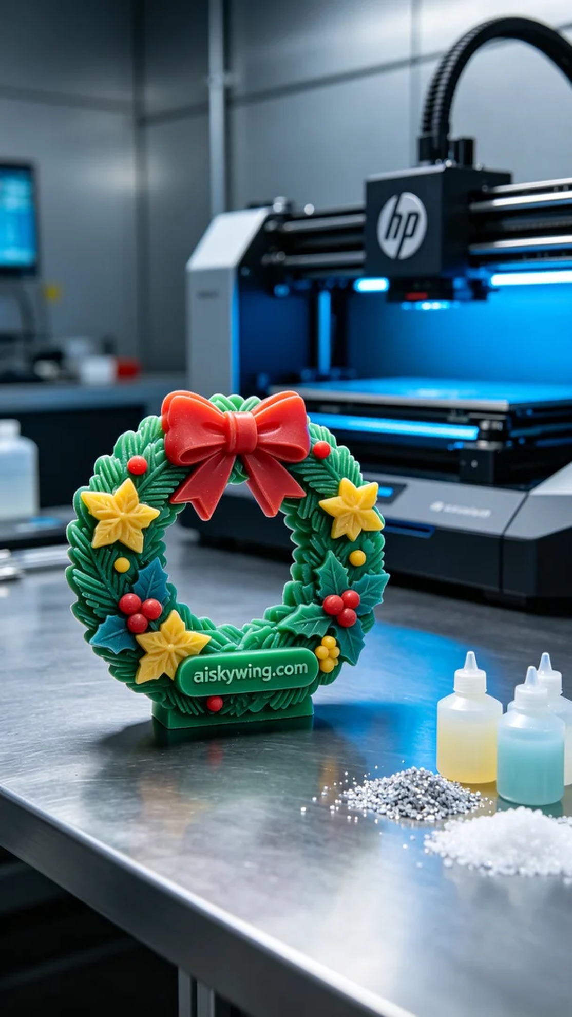 0765-Full-color 3D printed Christmas wreath model - Aiskywing Industrial 3D Printing Showcase 内容图4 Zhongshan Skywing 3D Technology Co.,LTD | 中山市天翼三维科技有限公司 0765-Full-color 3D printed Christmas wreath model - Aiskywing Industrial 3D Printing Showcase 全彩3DP-彩色模型 (FC-3DP) 图4张