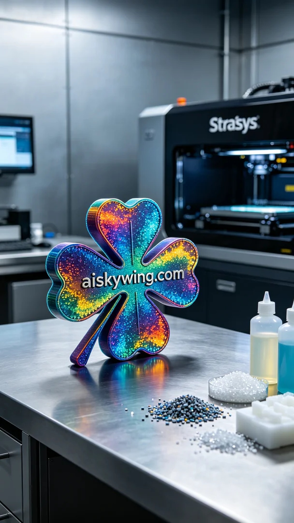 0764-Full-color 3D printed clover model - Aiskywing Industrial 3D Printing Showcase