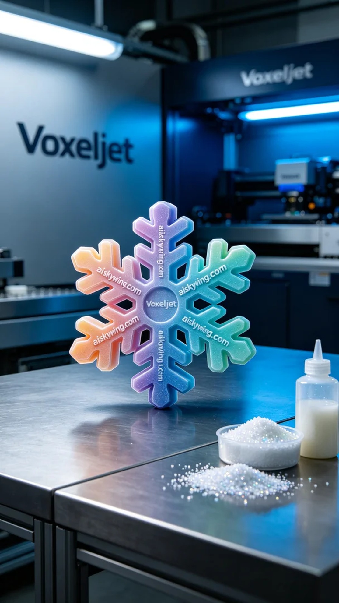 0502-Full-color 3D printed snowflake model - Aiskywing Industrial 3D Printing Showcase 内容图2 Zhongshan Skywing 3D Technology Co.,LTD | 中山市天翼三维科技有限公司 0502-Full-color 3D printed snowflake model - Aiskywing Industrial 3D Printing Showcase 全彩3DP-彩色模型 (FC-3DP) 图2张